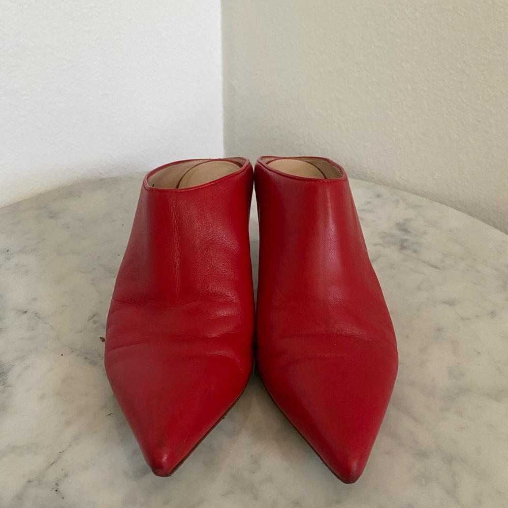 Stuart Weitzman Red Leather Mules
